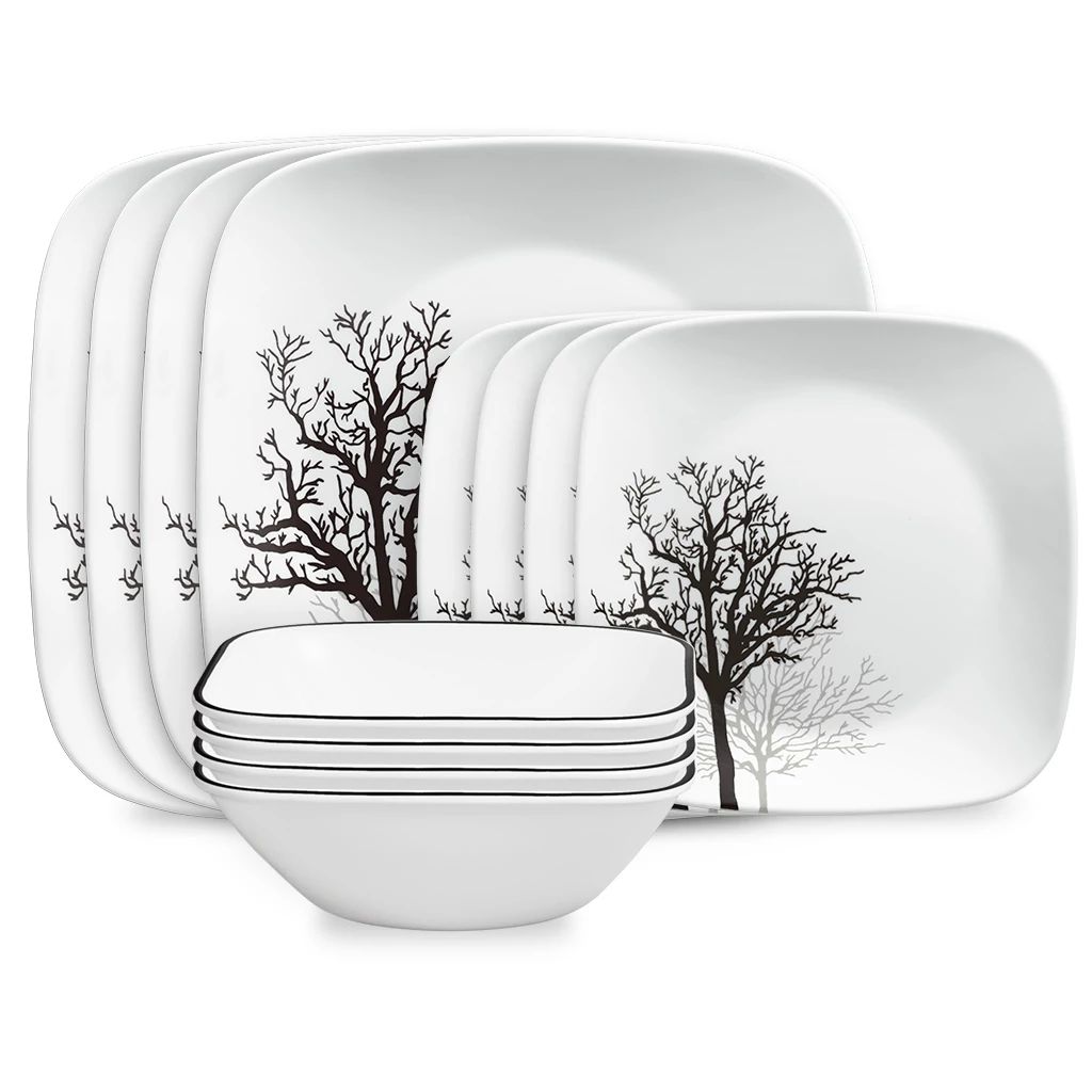 Corelle Timber Shadows Square 12-piece Dinnerware Set, Service for