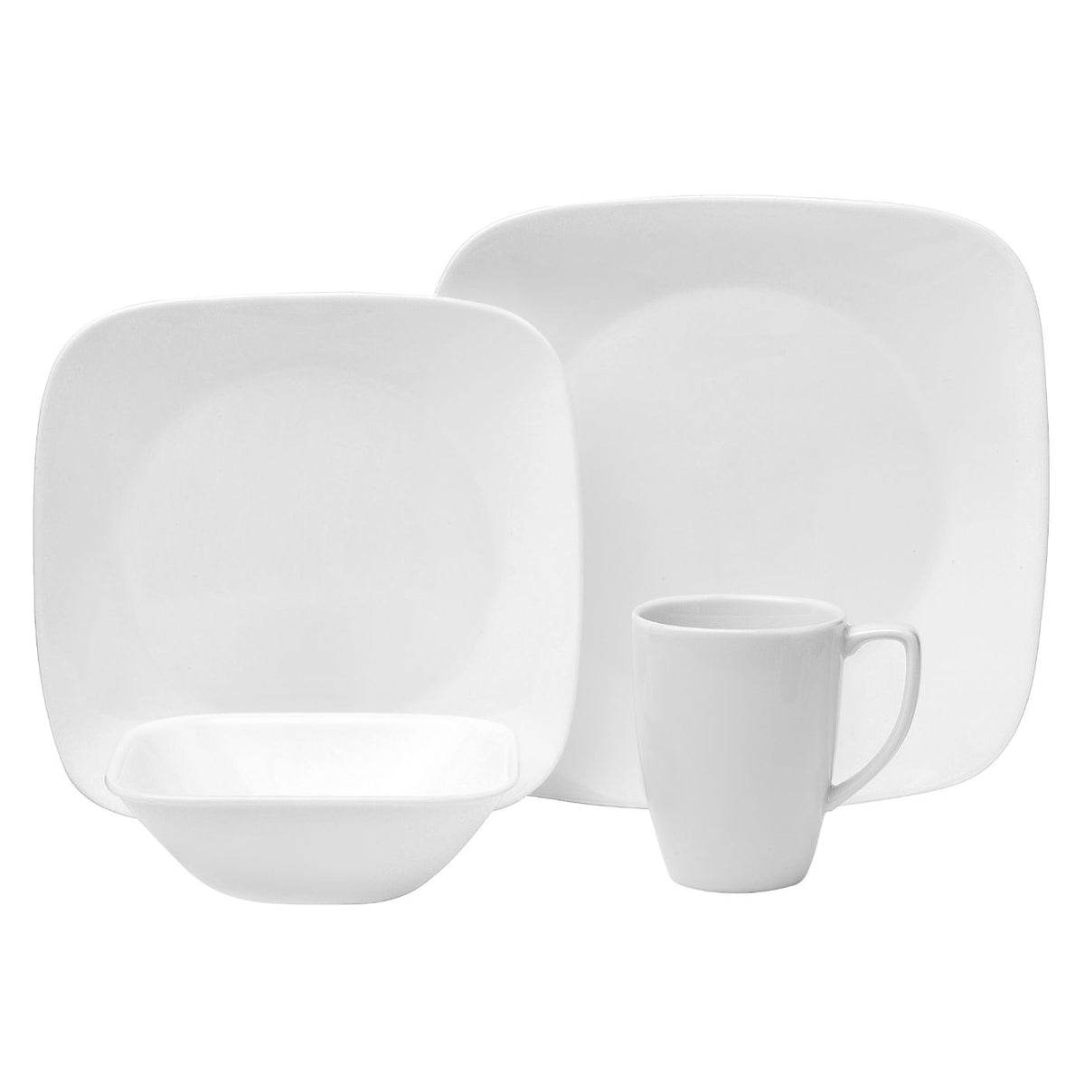 Corelle square vitrelle deals 16pc dinnerware set white