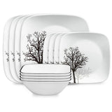 Corelle Timber Shadows Square 12-piece Dinnerware Set, Service for 4