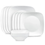 Corelle Pure White Square 12-piece Dinnerware Set, Service for 4