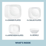 Corelle Cherish 16-piece Square Dinnerware Set