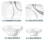 Corelle Urban Arc 16 piece Dinnerware Set, Service for 4