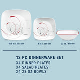 Corelle Splendor Square 12-piece Dinnerware Set, Service for 4