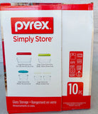 Pyrex 10-piece Glass Food Storage Container Set with Assorted Colored Lids