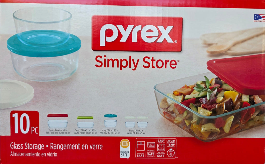 Pyrex Pan Container Pyrex 10-piece Glass Food Storage Container Set with Assorted Colored ...
