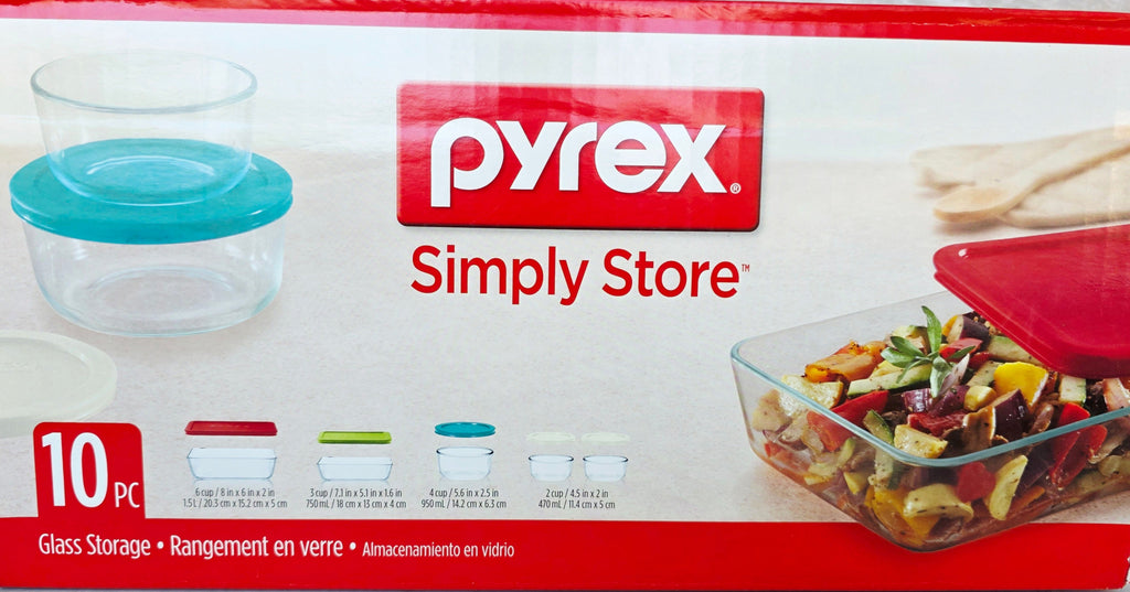 Pyrex Pan Container Pyrex 10-piece Glass Food Storage Container Set with Assorted Colored ...