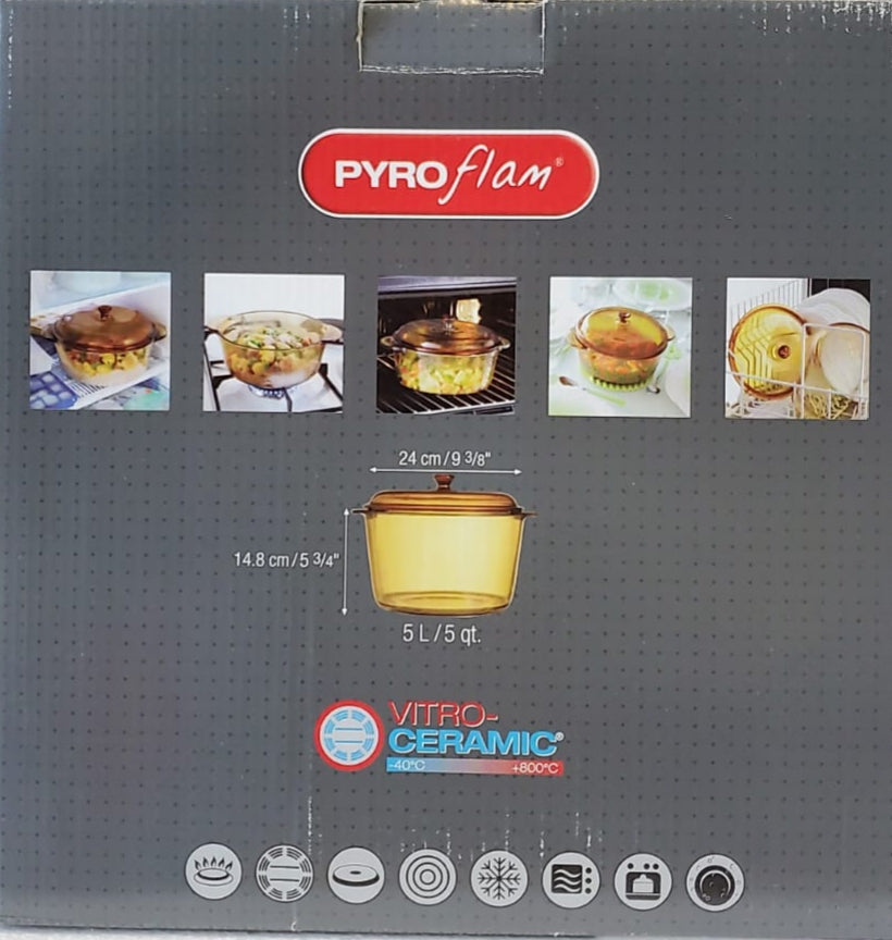 Pyroflam Round Glass Cookware-5L – Simcart.ca