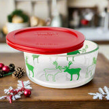 4 Cup Pyrex Storage Dish- Reindeer