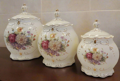 3 piece Canister Set-Flower