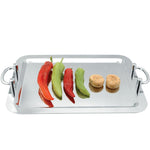 Stainless Steel Rectangular Serving Tray with Silver Handles