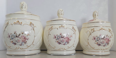 3 piece Ceramic Canister Set-Bouquet