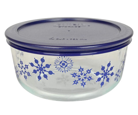 4 Cup Decorated Winter Holiday Blue